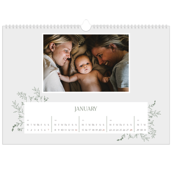 A3 Landscape Photo Calendar — Hand drawn flowers