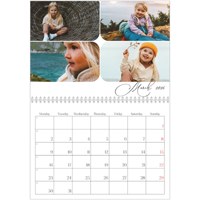 A4 Double Photo Calendar — Snapshots and script [March]