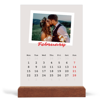 Easel Desk Calendar Portrait  — Signed in crimson [February]