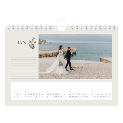 A5 Landscape Photo Calendar — Initials in bloom [January]