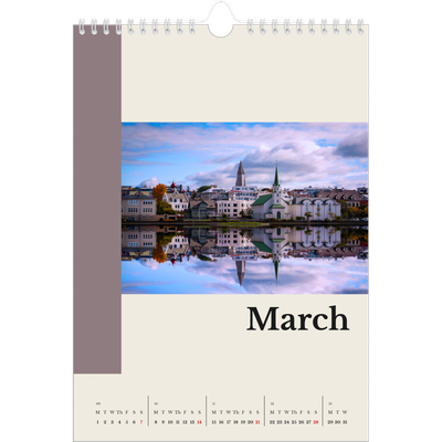 A4 Photo Calendar — Sights of the world [March]