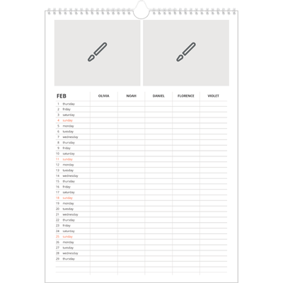 A3 Family Planner — Design your own product - Family of 5 [February]