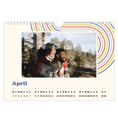 A4 Landscape Photo Calendar — Retro stripes [April]