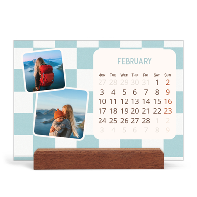 Easel Desk Calendar Landscape  — Retro patterns [February]