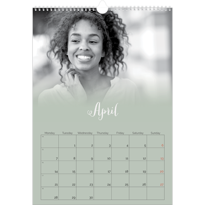 A3 photo calendars — Misty green [April]