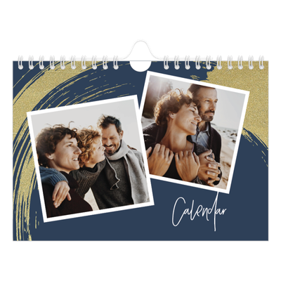 A5 Landscape Photo Calendar — Gold brush backgrounds [cover]