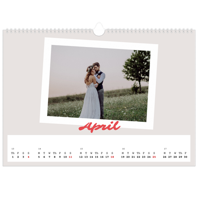A3 Photo Calendar — Signed in crimson [April]
