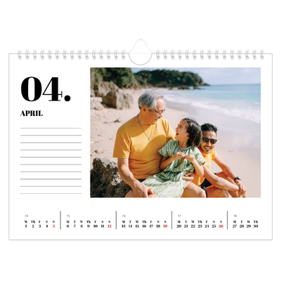 A4 Landscape Photo Calendar — Serif and moments [April]