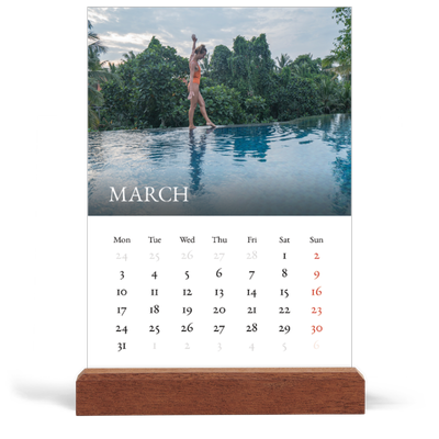 Easel Desk Calendar Portrait  — Simple serif [March]