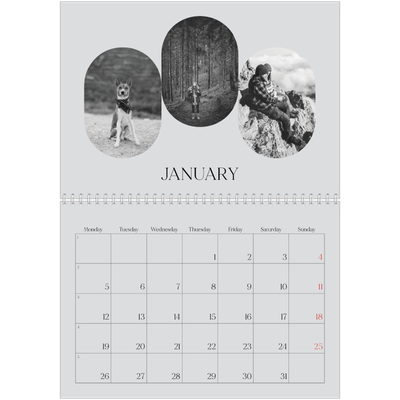 A4 Double Photo Calendar — Open road [productPages.calendar.imageAltTags.january]