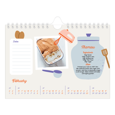 A5 Landscape Photo Calendar — Year in recipes [February]