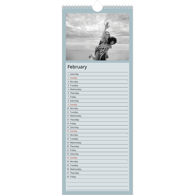 Slim Calendar  — Nordic colours [February]