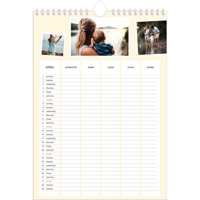 A4 Family Planner — Modern Planner - Family of 5 [April]
