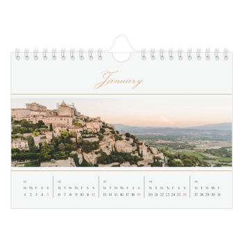 A5 Landscape Photo Calendar — Gold script banner