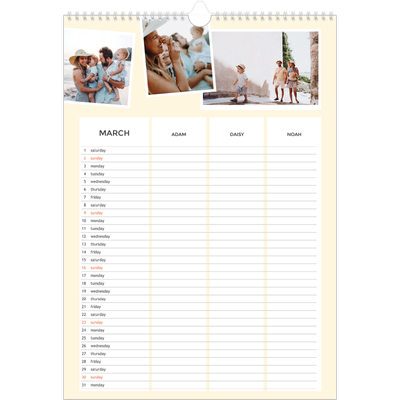 A3 Family Planner — Modern Planner - Family of 3 [March]