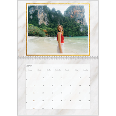 A4 Double Photo Calendar — Classic Marble [March]