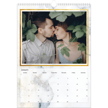 A3 Photo Calendar — Gold frame marble