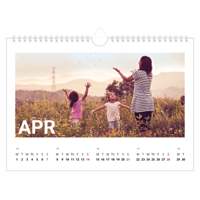 A4 Landscape Photo Calendar — Big month [April]