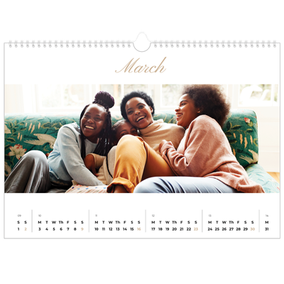 A3 Photo Calendar — Photo strip boxes [March]