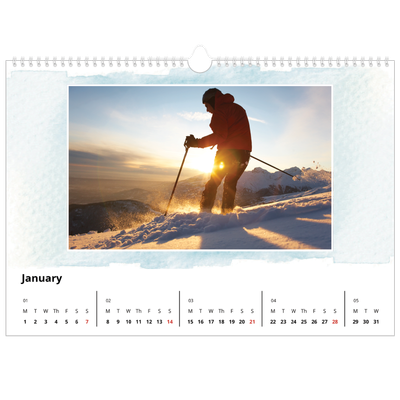 A3 Photo Calendar — Watercolour backgrounds [January]