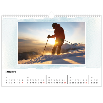 A3 Landscape Photo Calendar — Watercolour backgrounds