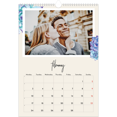 A3 photo calendars — Painted flowers [February]