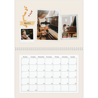 A4 Double Photo Calendar — Vintage scrapbooking [April]