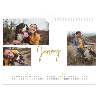 A4 Landscape Photo Calendar — Gold marker pen