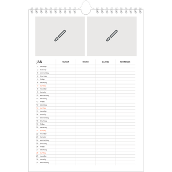A4 Photo Calendar — Design your own product - Family of 4