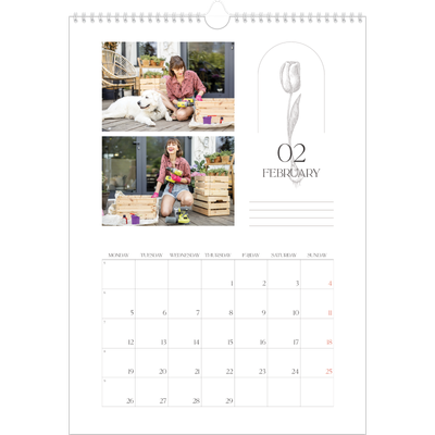 A3 photo calendars — Simple botanical [February]