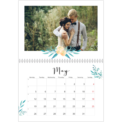 A4 Double Photo Calendar — Flower illustrations [cover]
