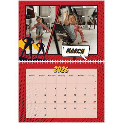 A4 Double Photo Calendar — Comic book [March]