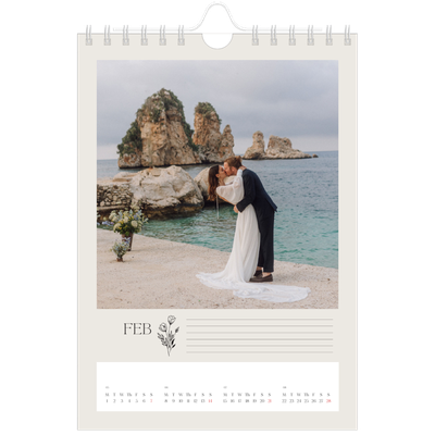 A5 Photo Calendar — Initials in bloom [February]