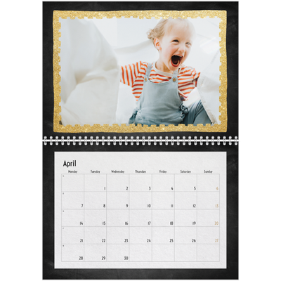 A4 Double Photo Calendar — Glitter frames [April]