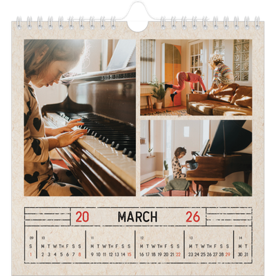 Square calendars  — Craft stamp effect [March]
