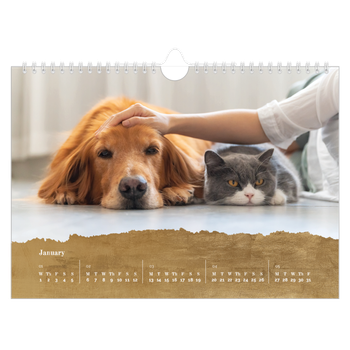 A4 Landscape Photo Calendar — Gold leaf