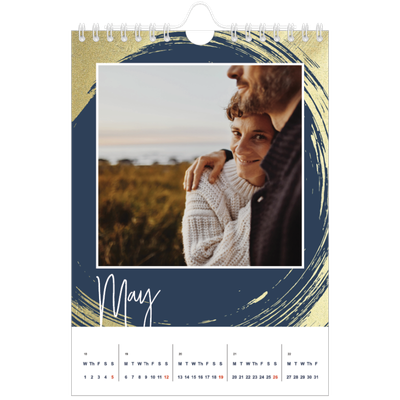 A5 Photo Calendar — Gold brush backgrounds [cover]