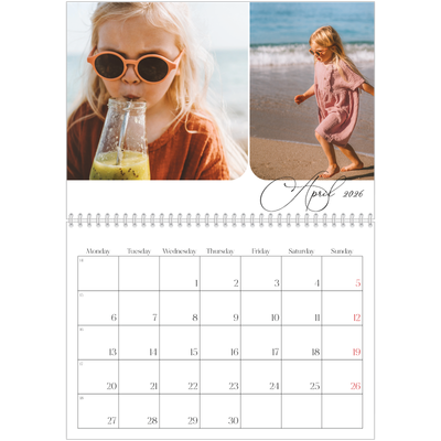 A4 Double Photo Calendar — Snapshots and script [April]