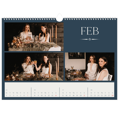 A3 Photo Calendar — Slate and serifs [February]