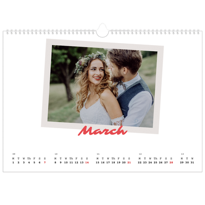 A3 Photo Calendar — Signed in crimson [March]