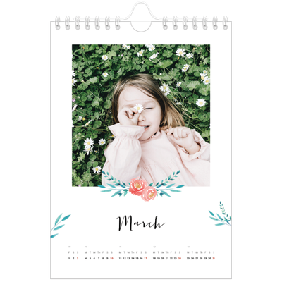 A5 Photo Calendar — Flower illustrations [March]