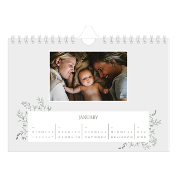 A5 Landscape Photo Calendar — Hand drawn flowers