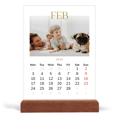 Easel Desk Calendar Portrait  — Big gold text [February]