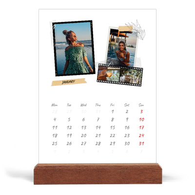 Easel Desk Calendar Portrait  — Scrapbook flair [January]