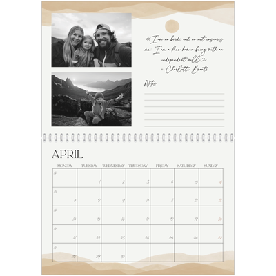 A4 Double Photo Calendar — Wellbeing quotes [April]
