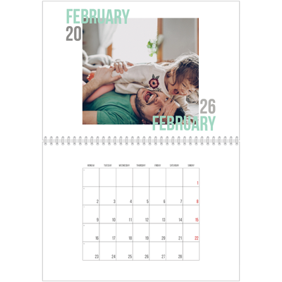 A4 Double Photo Calendar — Couple type [February]