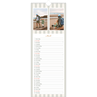 Slim Calendar  — Script and stripes [March]