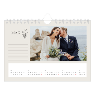 A5 Landscape Photo Calendar — Initials in bloom [March]