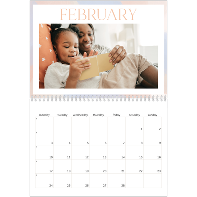 A4 Double Photo Calendar — Paintbrush effect [February]