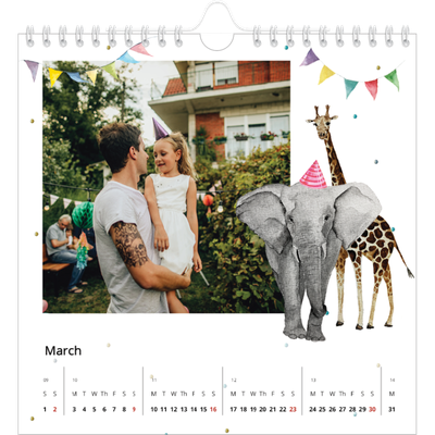 Square calendars  — Watercolour animals [March]